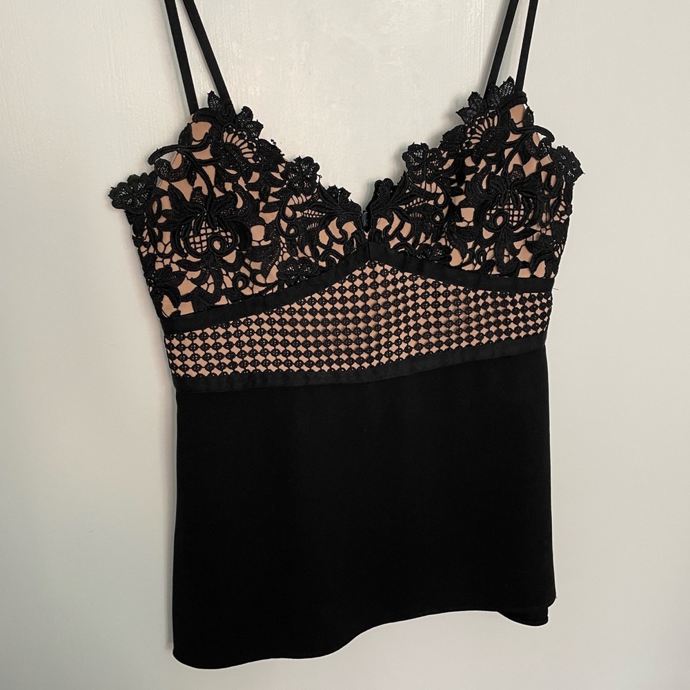 Theory black and beige lace detailed blouse!